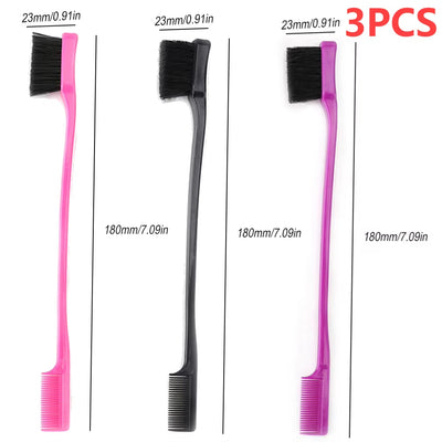 Smooth Comb Grooming Hair Edge Brush Double Sided Hair Edge Brush for Edge Back Brushing Combing for Women Girls Natural Styling