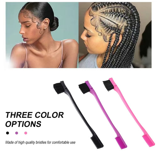 Smooth Comb Grooming Hair Edge Brush Double Sided Hair Edge Brush for Edge Back Brushing Combing for Women Girls Natural Styling